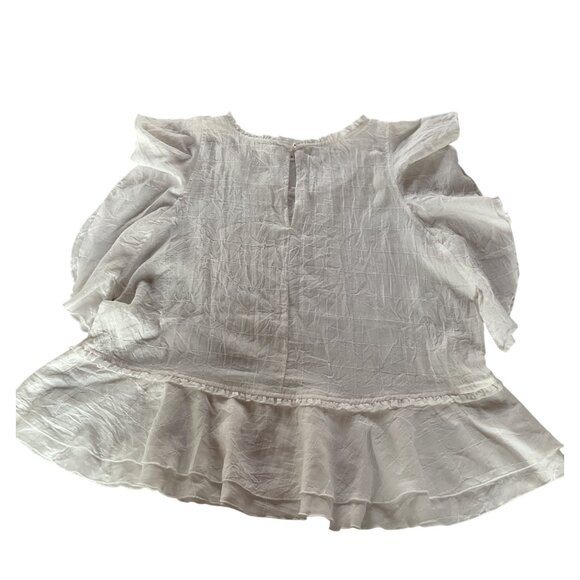 NWT Liverpool Womens Ruffled Hem White Top Size L Lightweight Cotton Blend NEW - Picture 2 of 13